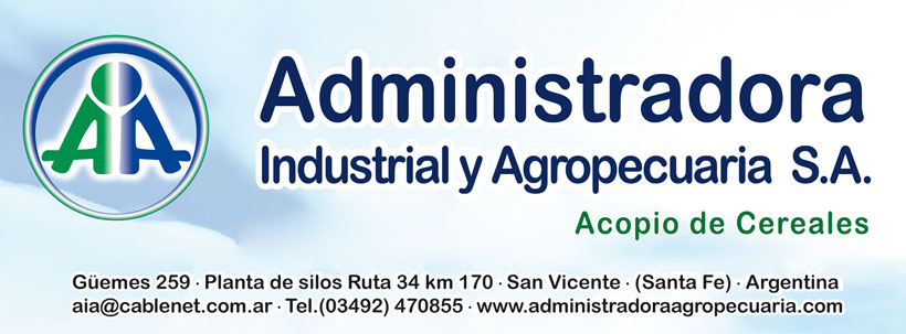 Administradora Industrial y Agropecuaria S.A. — Acopio de Cereales. Güemes 259, planta de silos Ruta 34 km 170, San Vicente (Santa Fe)